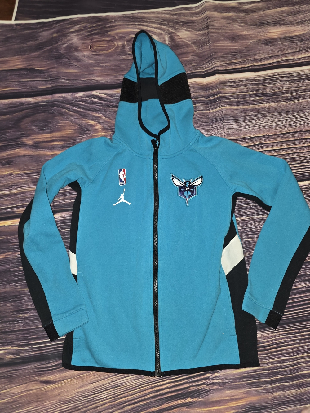 Jordan Kids Teal and Black Hornets Full-Zip Hoodie